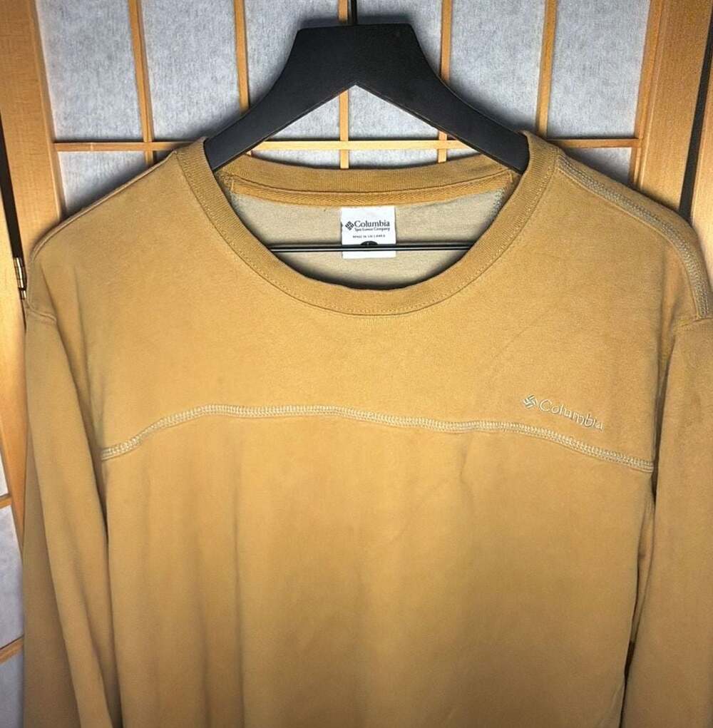 Columbia Long Sleeve Crew Neck Pullover Sweatshirt Size L Mustard Gold